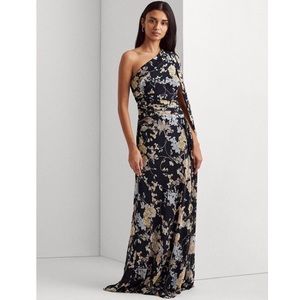 RALPH LAUREN Floral One-Shoulder Georgette Gown 14